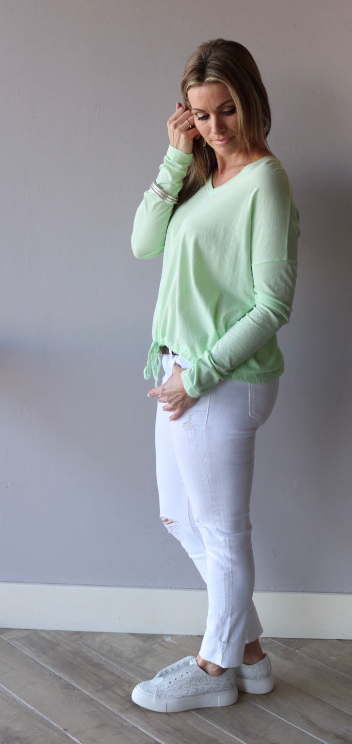 BOBI HYSTERICS Lightweight Jersey Drawstring Bottom V-Neck Top