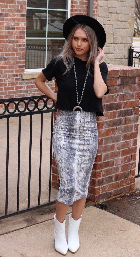 BRUNO  Python SlitBack Midi Skirt