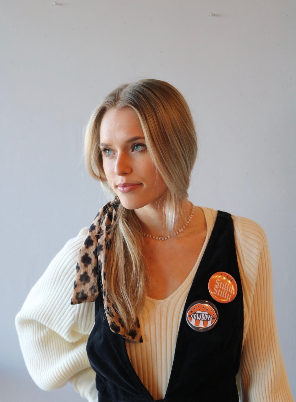 Blue Blush TREASURE Corduroy ButtonDown Crossback Jumper Dress