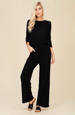 MELLOW Boat Neck Smock Waist Jumpsuit