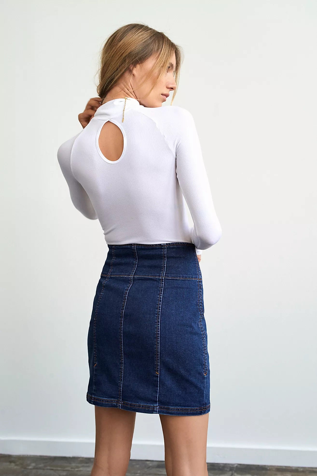 FREE PEOPLE Denim HOLDING ONTO A DREAM Skirt