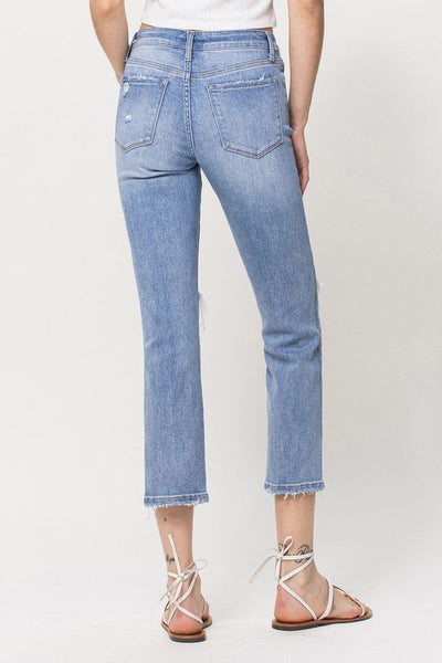 VERVET Mid~Rise MELISSA Stretch Straight Jean – Silver Accents