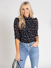 FREE PEOPLE Floral GATHER Mesh Tee