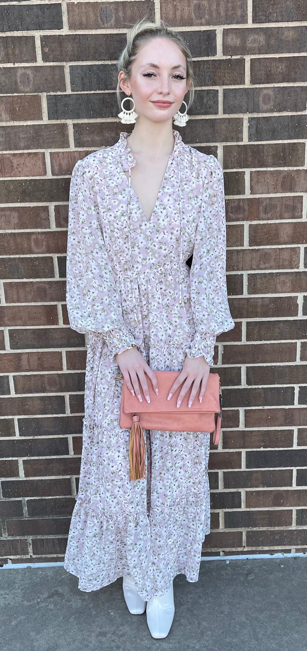 ELAN Floral FLEUR Long  Sleeve Maxi Dress