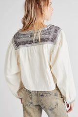 FREE PEOPLE Embroidered IGGIE Top