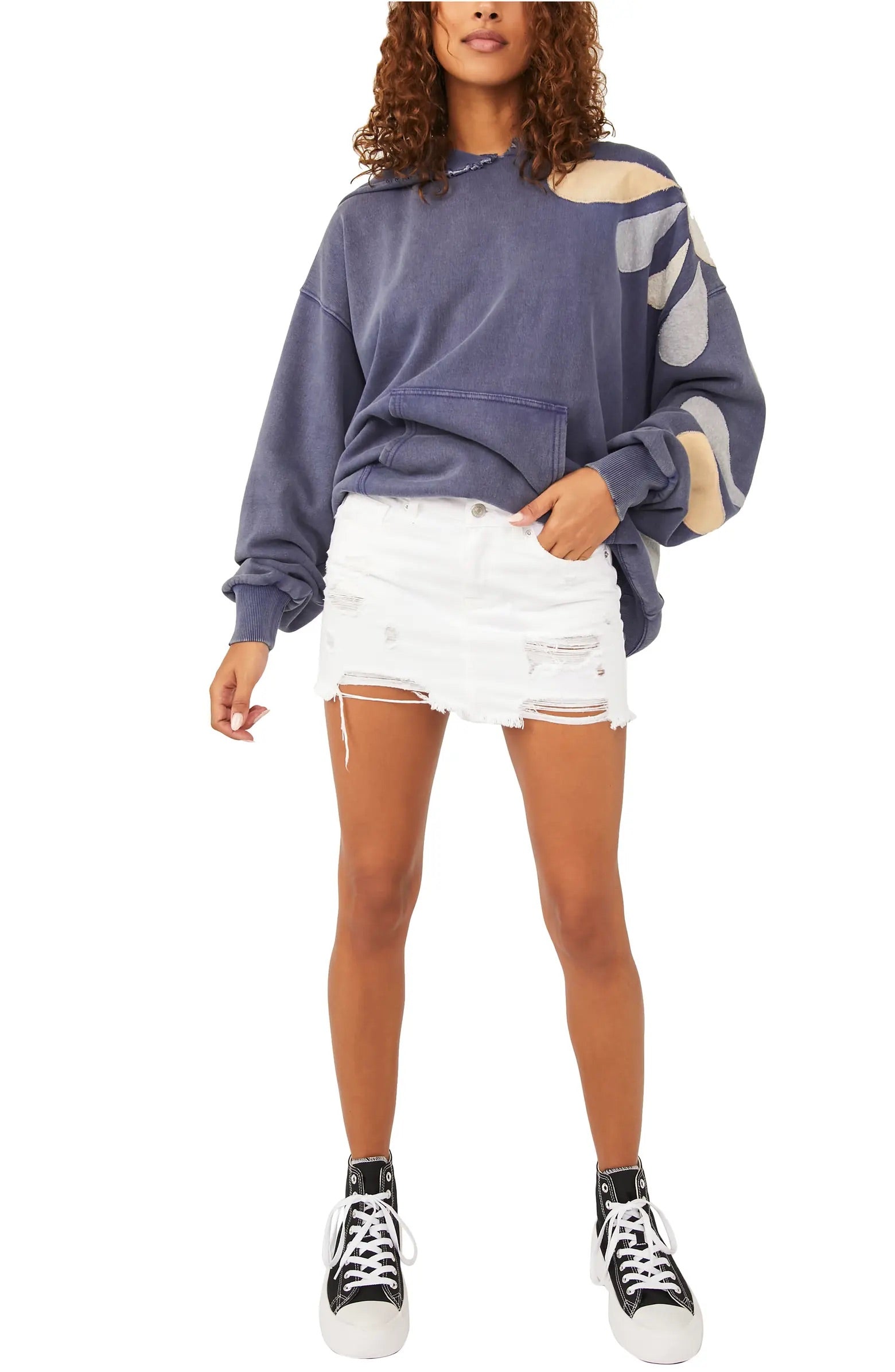 FREE PEOPLE Denim OUT OF THE ORDINARY Mini Skirt