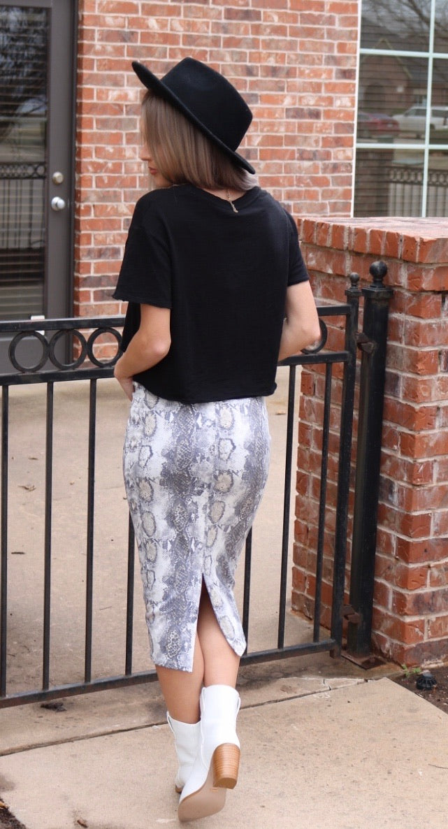 BRUNO  Python SlitBack Midi Skirt