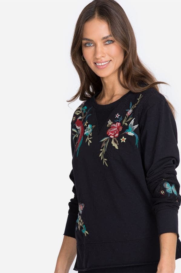 JOHNNY WAS Embroidered GEN TerryMix Top