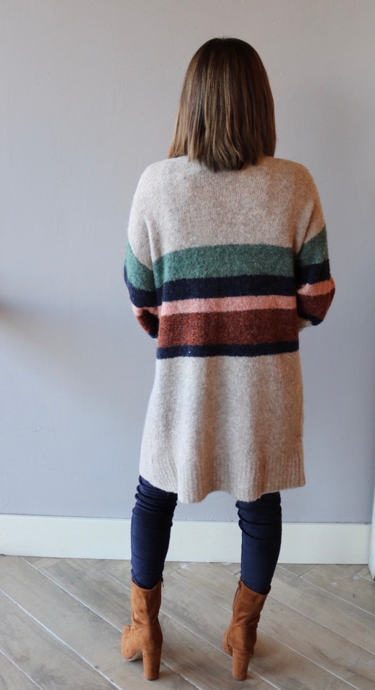SACRED MidStripe BrushKnit Cardigan Sweater Top