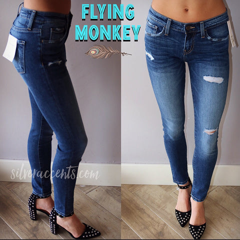 FLYING MONKEY MidRise ALTERNATE BLUE Distressed Skinny Jean