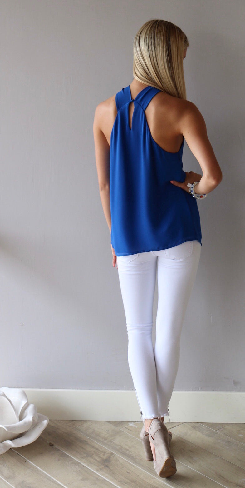 HI CLASS TwistFront Chiffon Halter Top