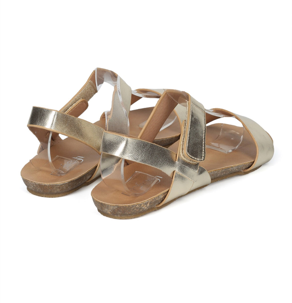 Refresh MAJESTIC Metallic Champagne Dual Band Sandals