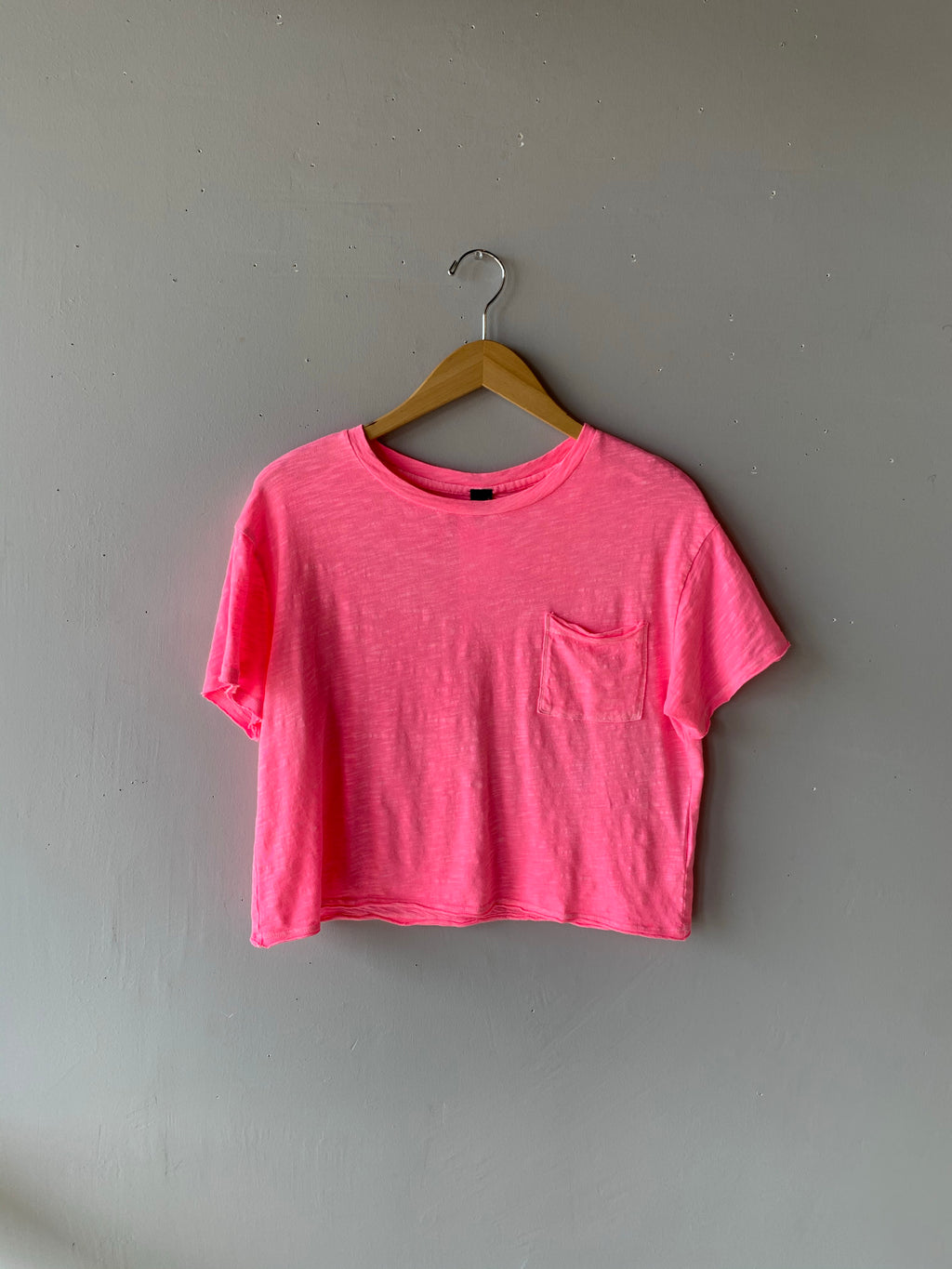 BOBI Slub Jersey OBSESS CrewNeck Pocket WaistCrop Top