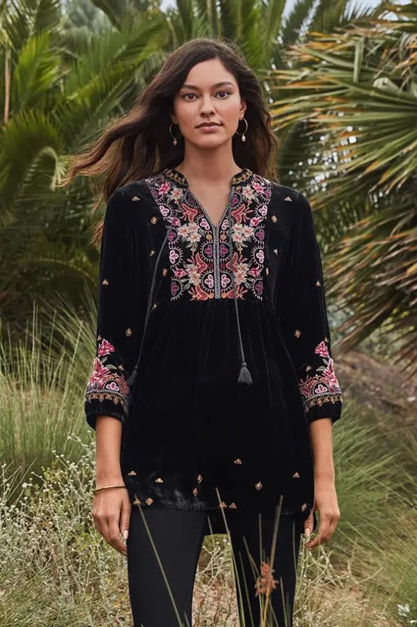 JOHNNY WAS Velvet JOANNA V-neck Mandarin Tunic Top