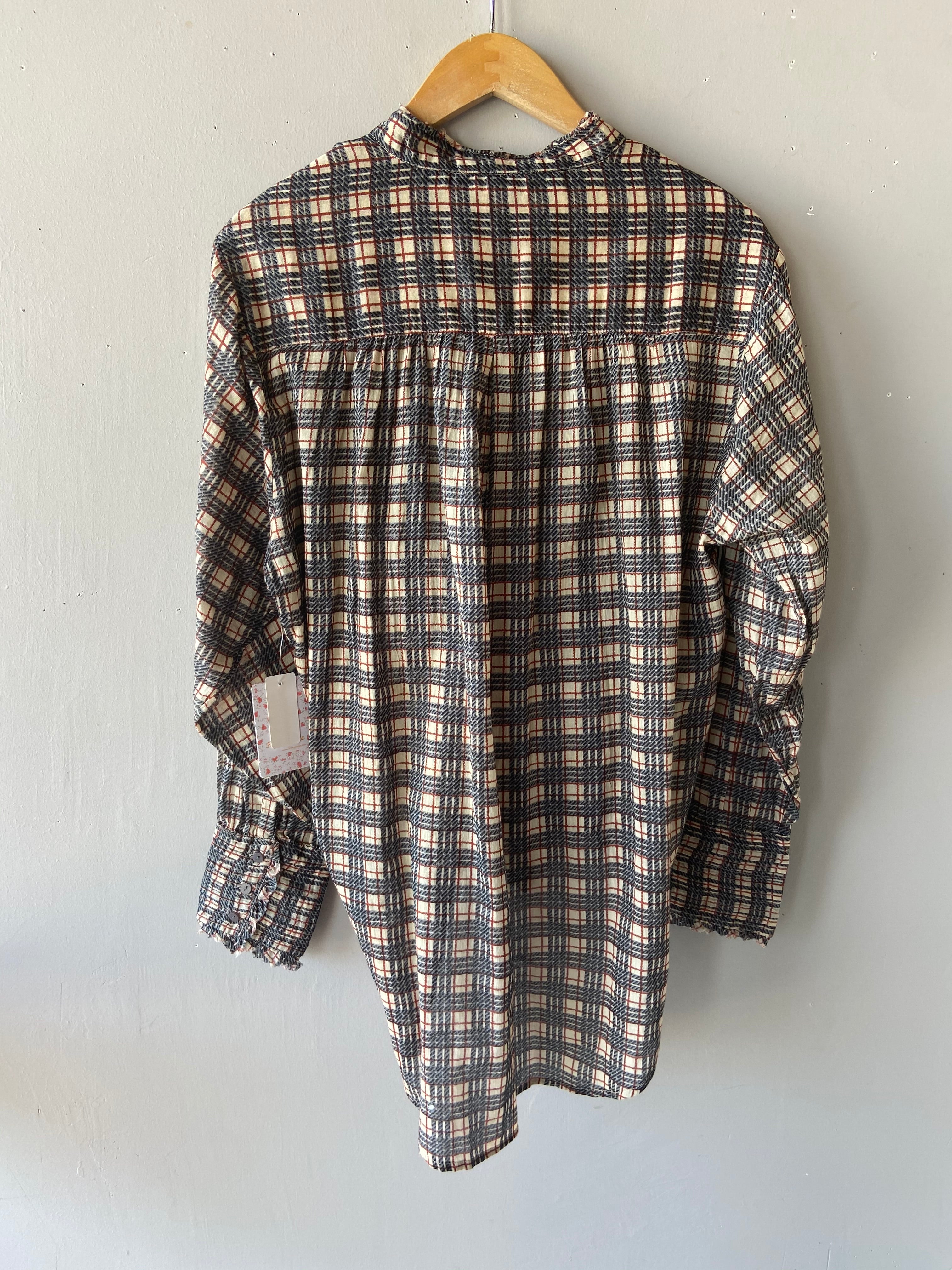 FREE PEOPLE Plaid MILES ButtonDown Tuxedo Shirt