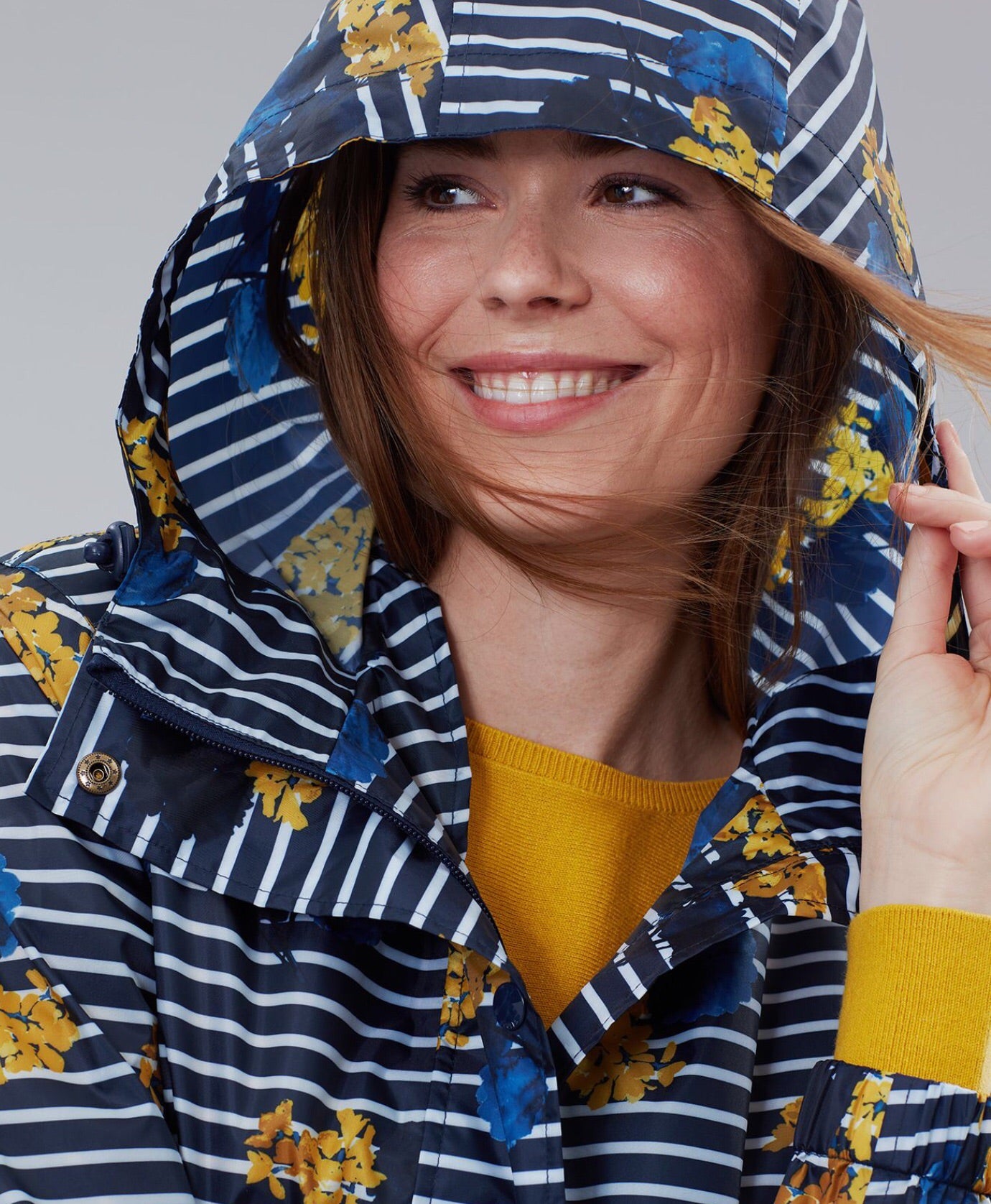 JOULES Striped LILYPAD Pattern GOLIGHTLY Packable Rainjacket