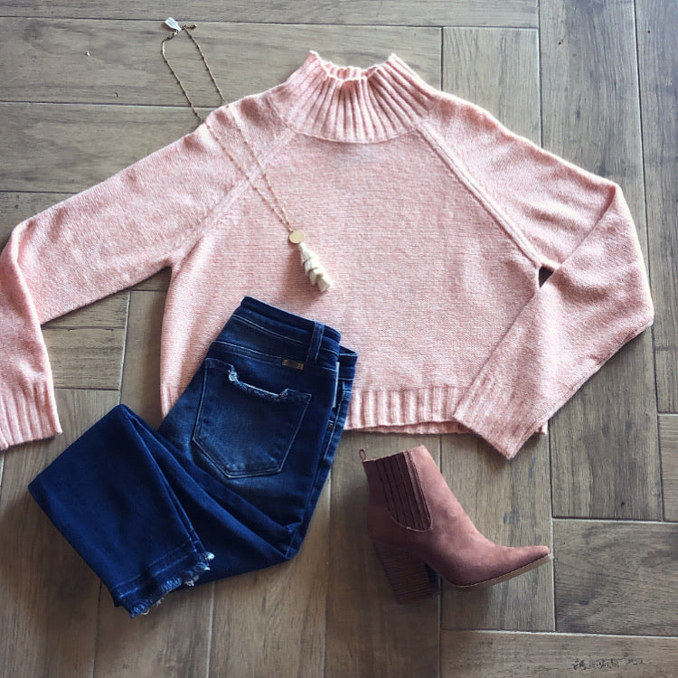 RULER MockNeck WaistCrop Sweater Top