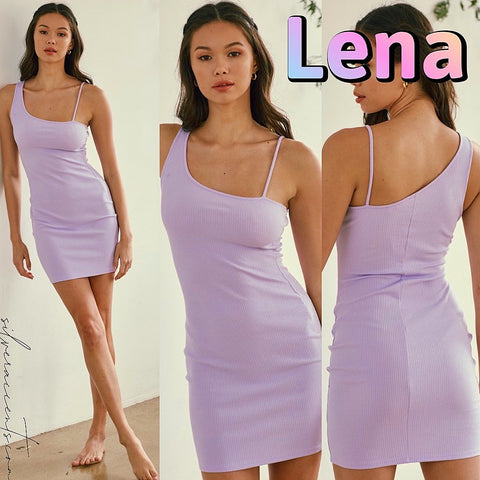 BLUE BLUSH LENA OneShoulder RibKnit BodyCon Dress