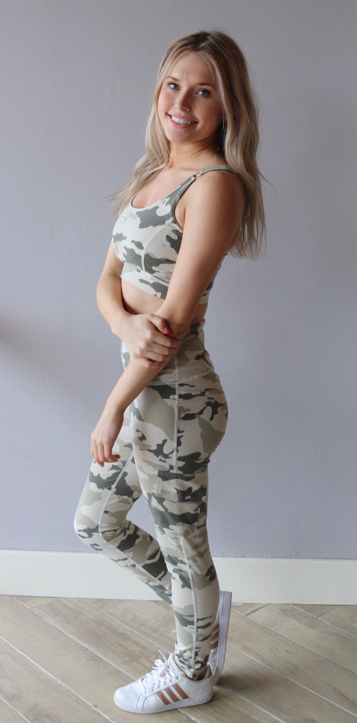MONO B Lt Camo GRENADE CutOut Back Sports Bra