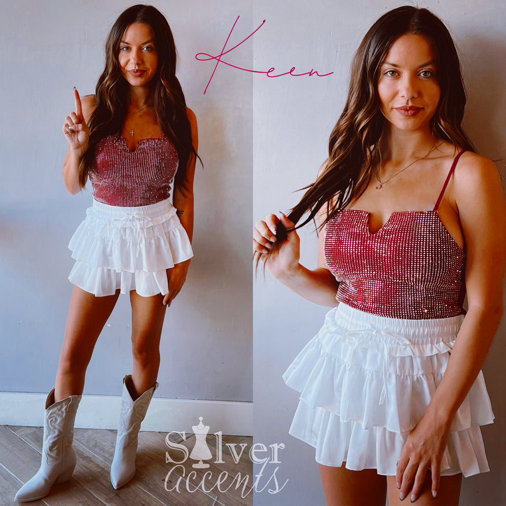 KEEN Rhinestone Notch Cami Bodysuit