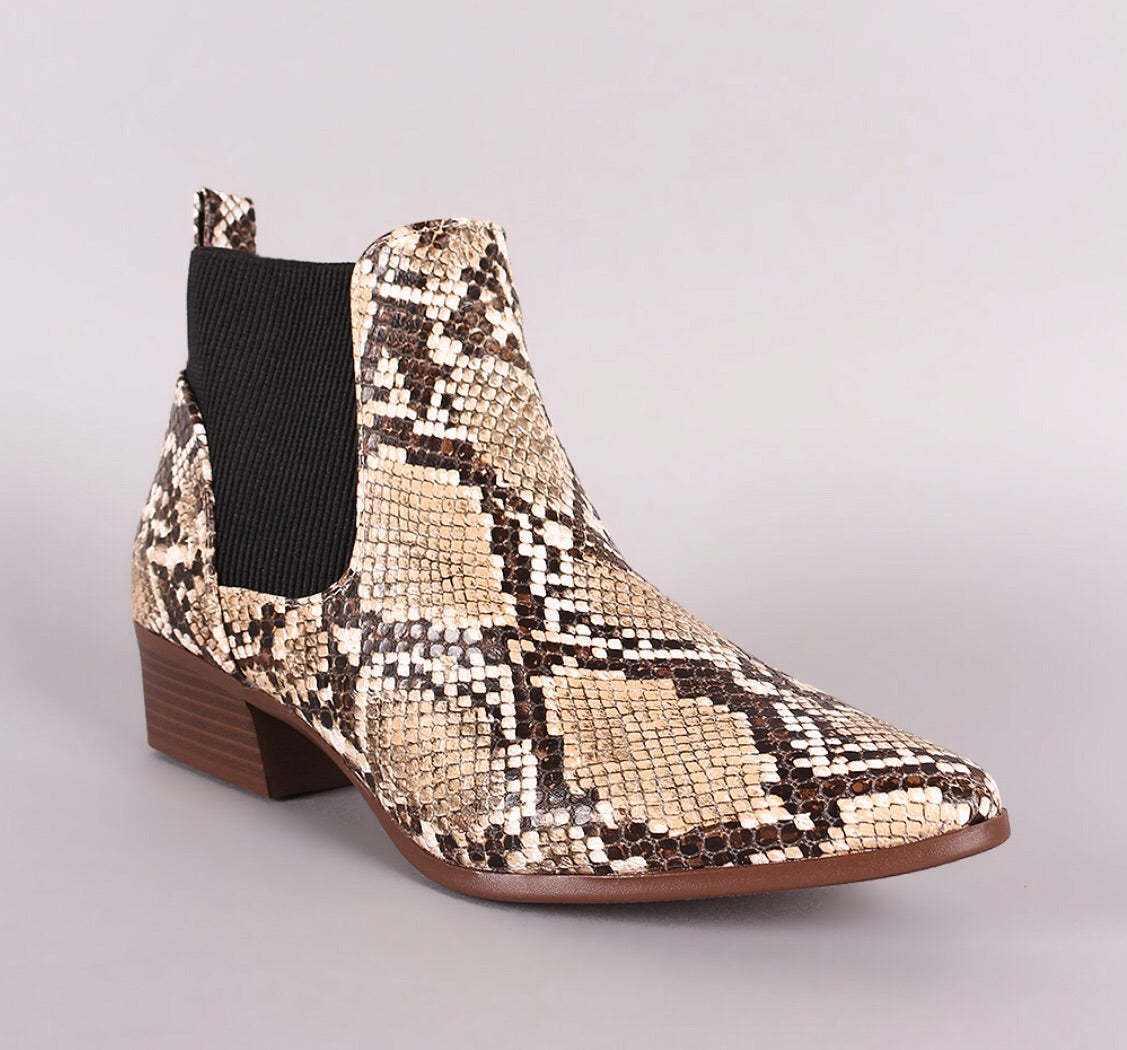 CZAR Python Stretch Pullon Bootie Shoe