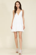 TRADITIONS Deep V-Neck TieBack Dress