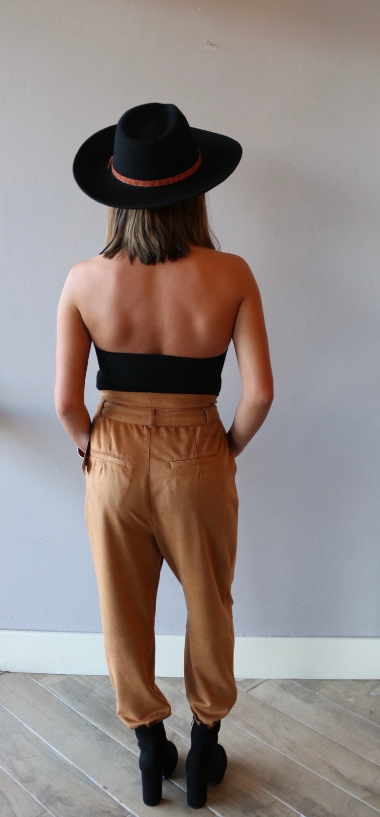 FREE PEOPLE VeganSuede NIGHTFALL PaperBag TieWaist Pant