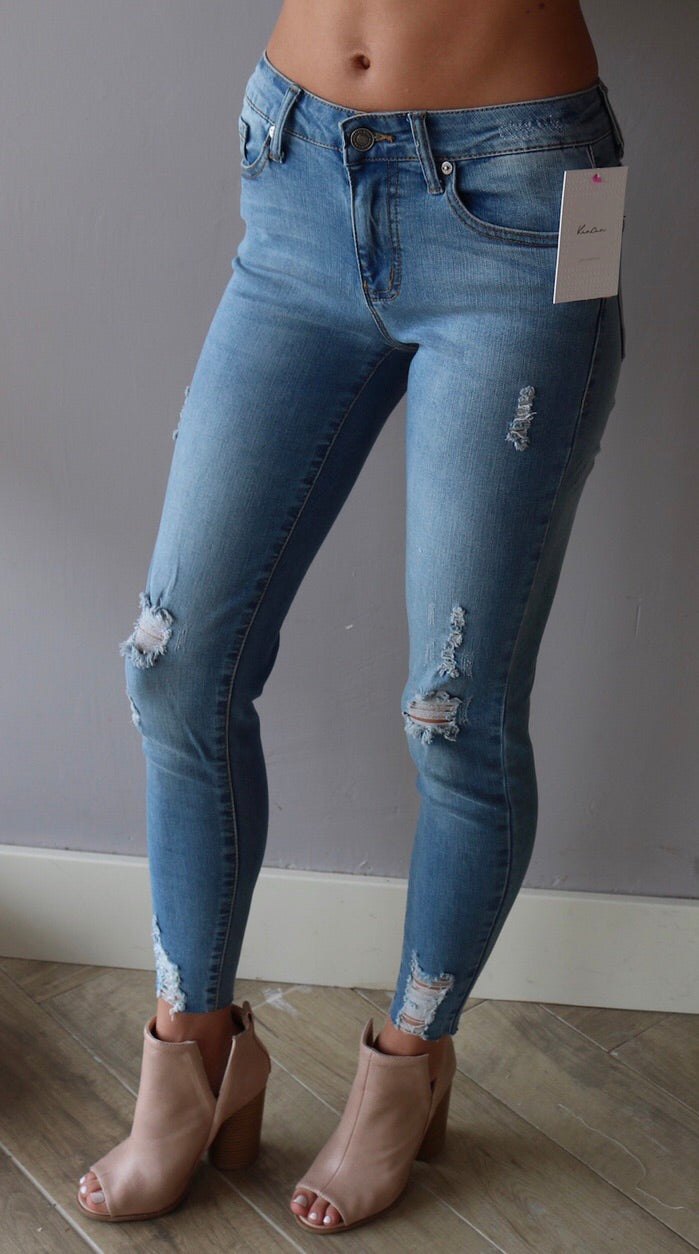 COSMOPOLITAN MidRise Destructed Ankle Skinny Jean