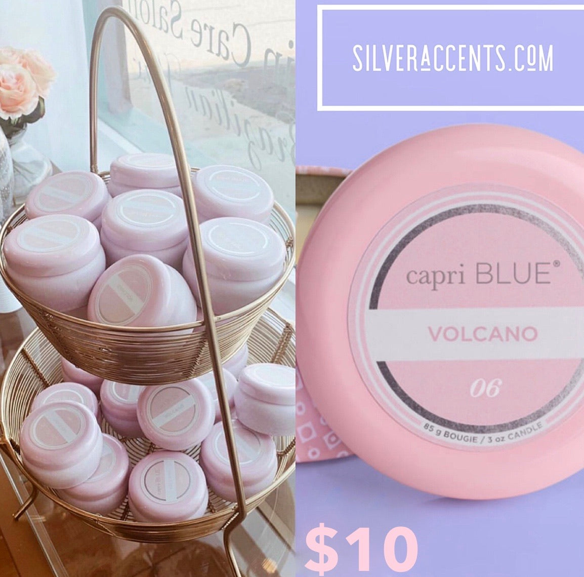 CAPRI BLUE 3oz. VOLCANO Mini Tin Candle