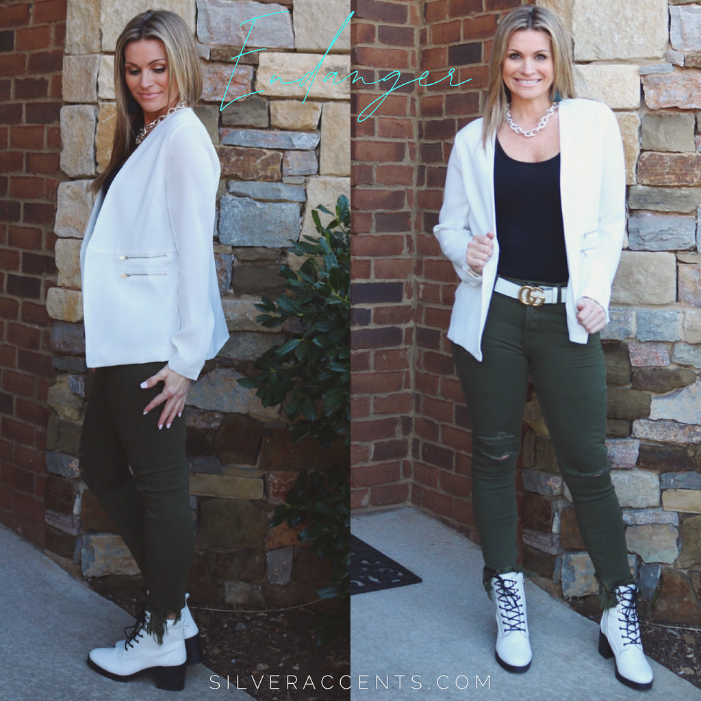 ENDANGER Zipper Detail Blazer Jacket