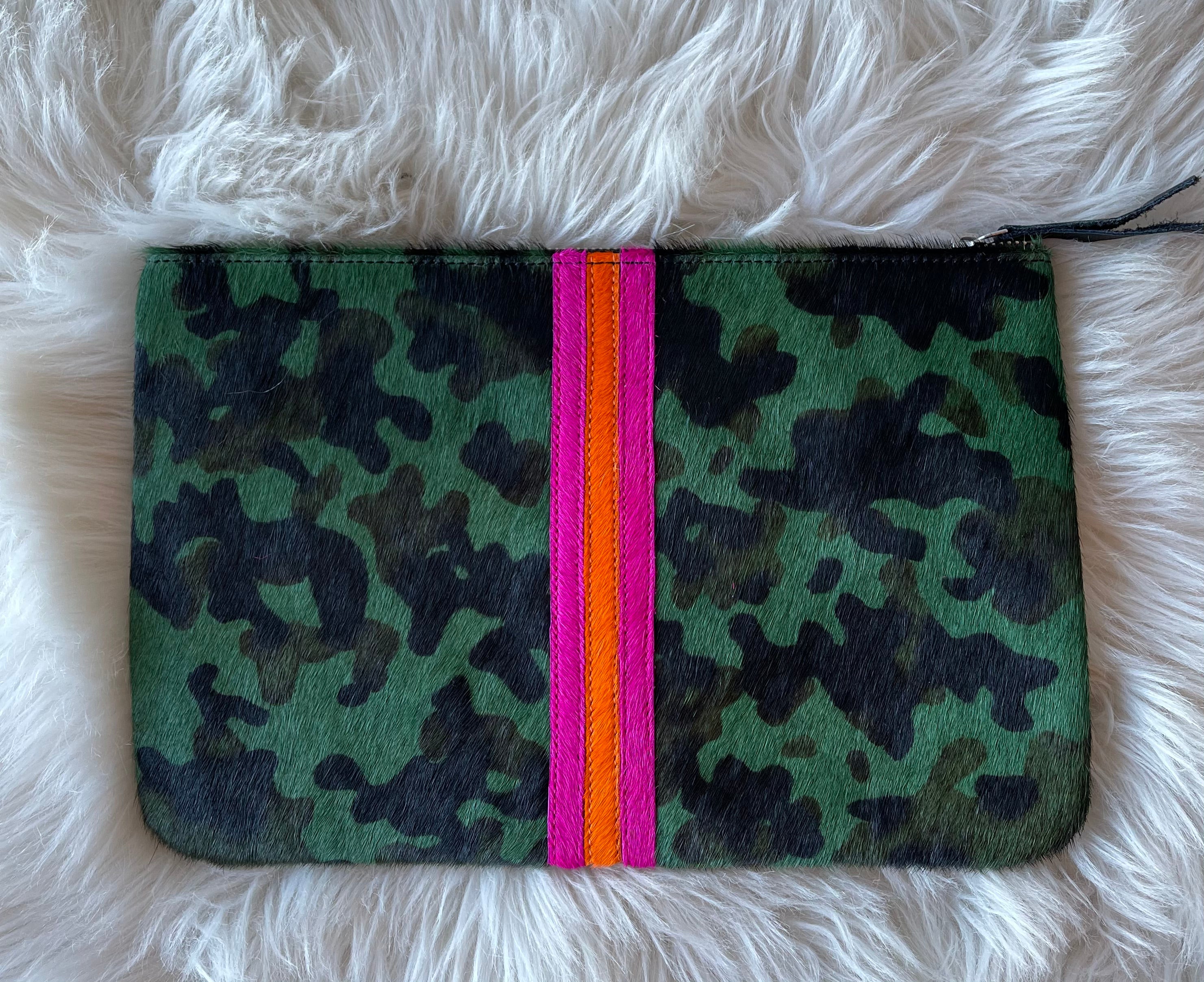 PARKER & HYDE Cowhide Stripe Clutch Bag