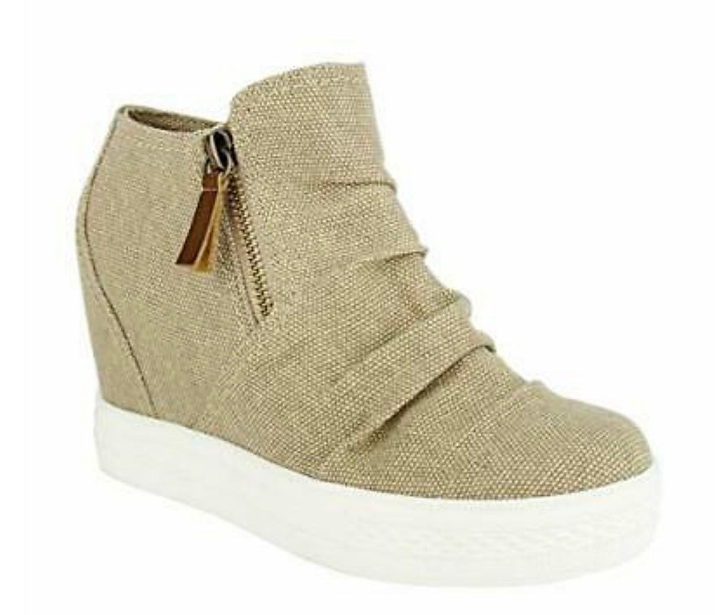NOT RATED Sand ARABELLE Linen Wedge Sneaker