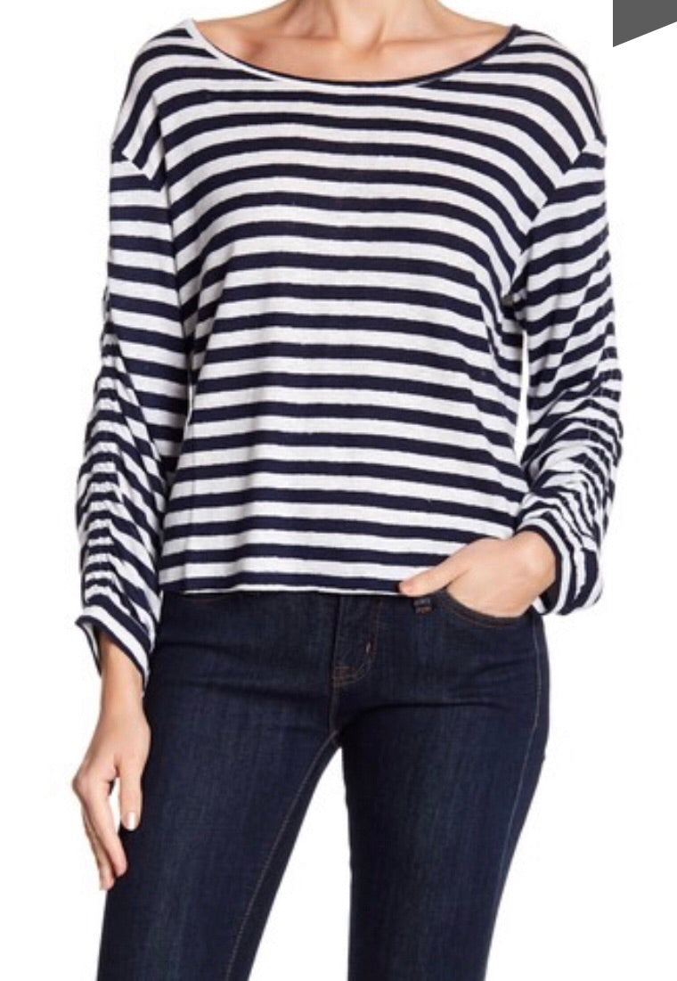 TIDAL Striped Sidetie Boat Neck Top