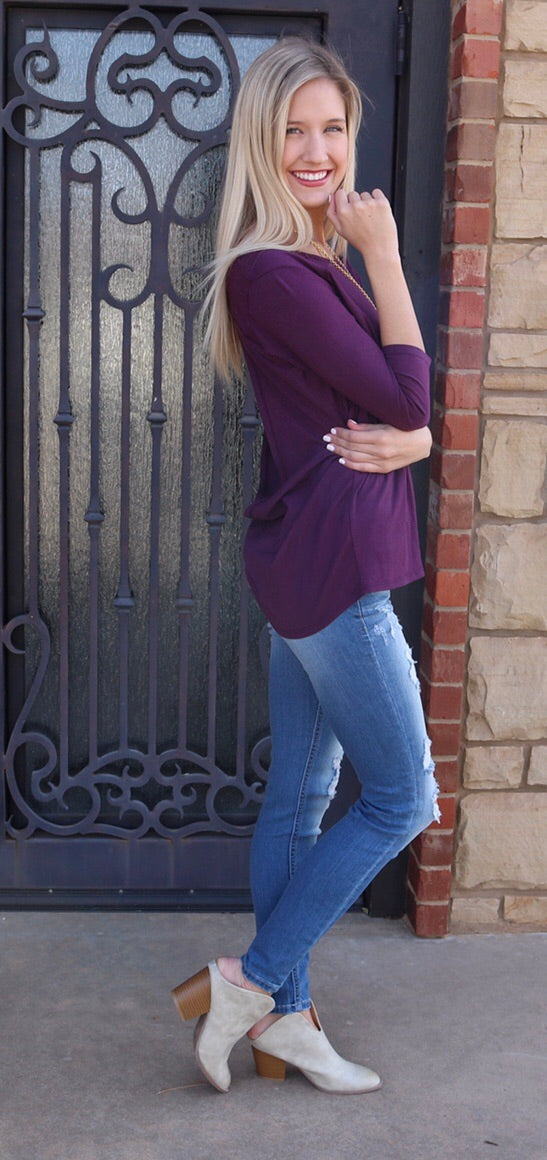 BOBI Eggplant MARVEL Open X-Back Lightweight Jersey Top