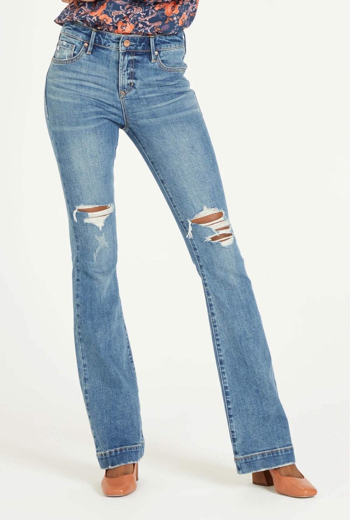 DEAR JOHN Distressed JAXTYN Bootcut Jeans