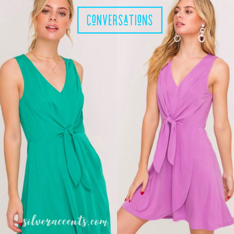 LUSH V-Neck CONVERSATIONS KnotFront TulipHem Dress