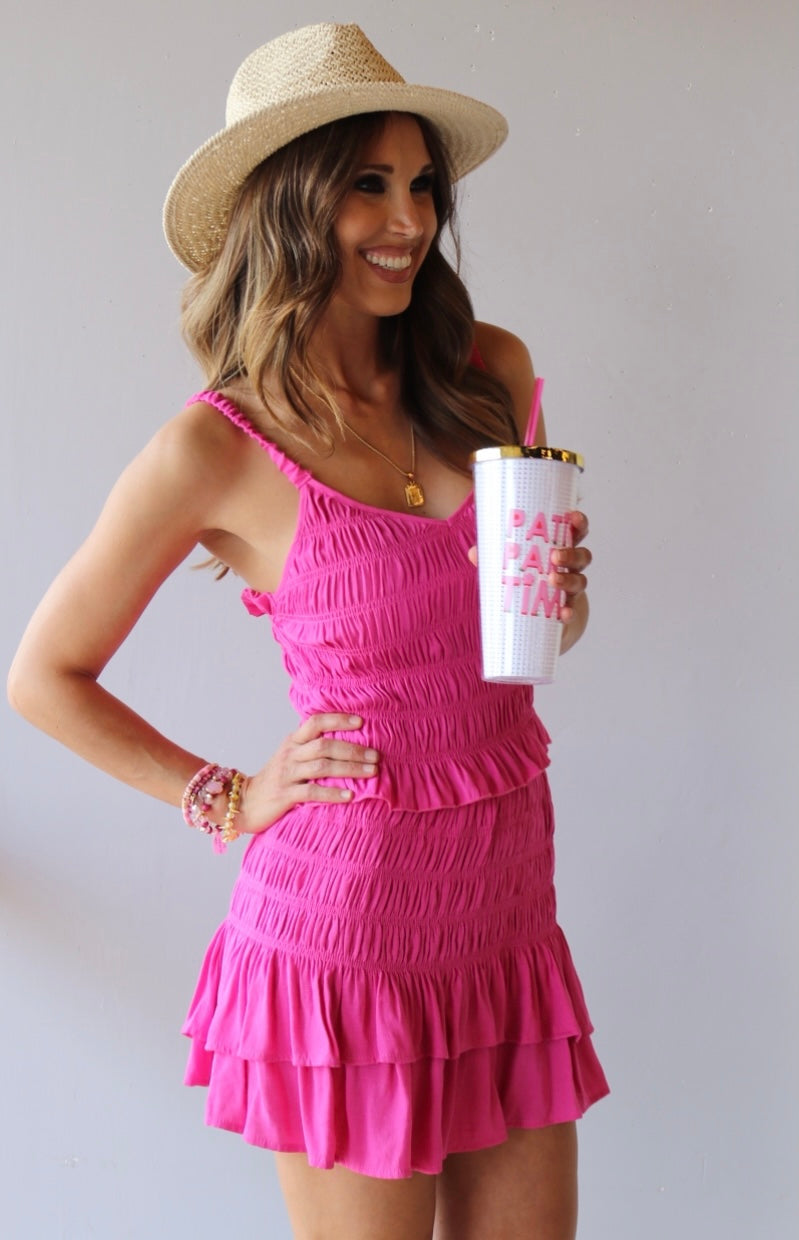 FOCUS 2pc Ruffle Smock Tank/Skirt Set