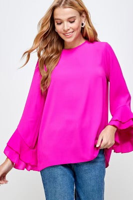 2 HEARTS! Tiered  CUPID  Ruffle Sleeve LongSleeve Top