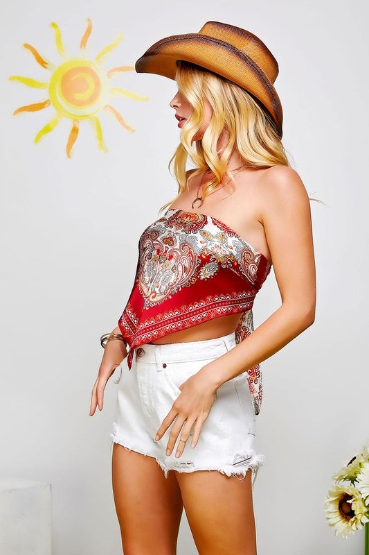 Sweet Generis OWEN Print Bandana Satin Top