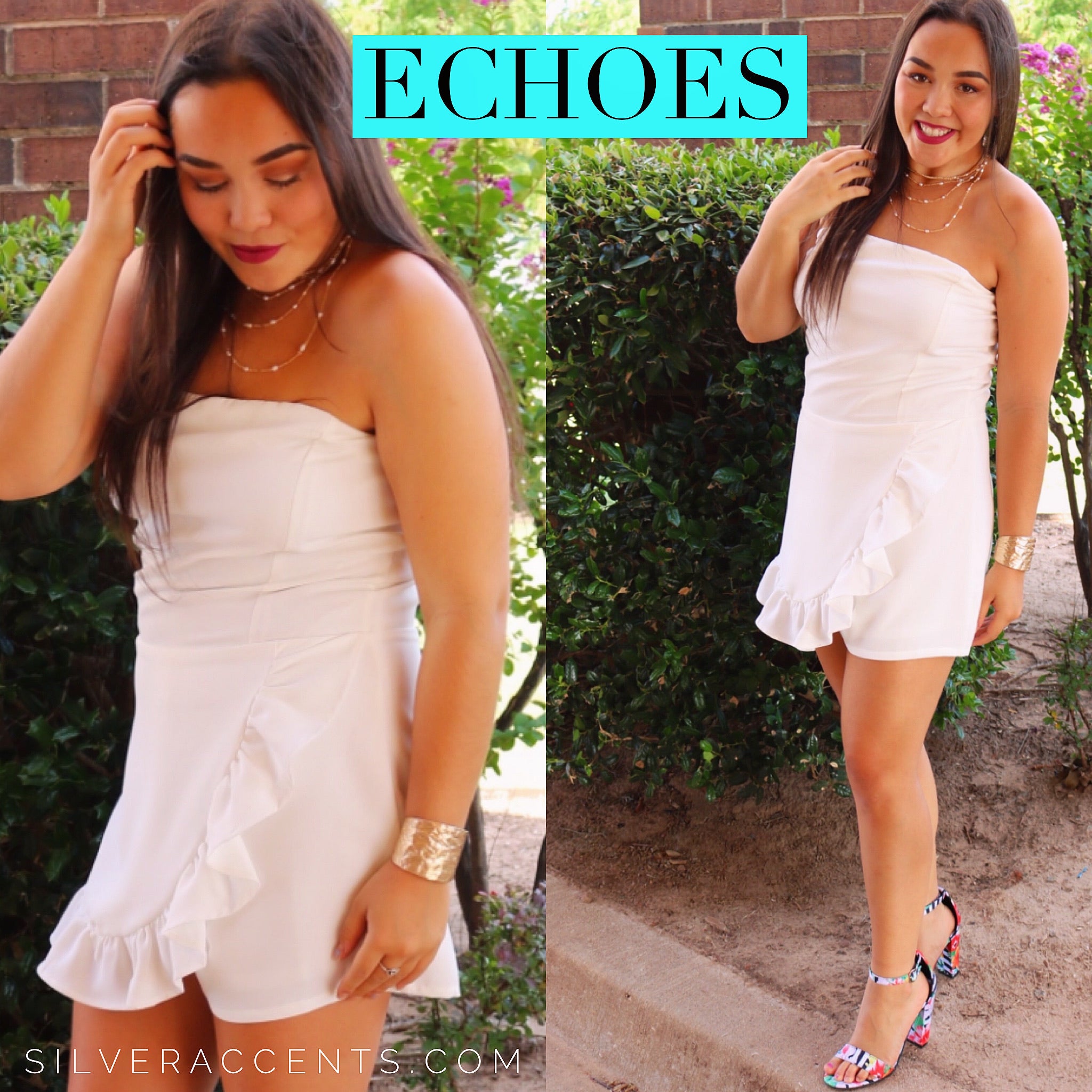 ECHOES Strapless RuffleSkort Short Romper