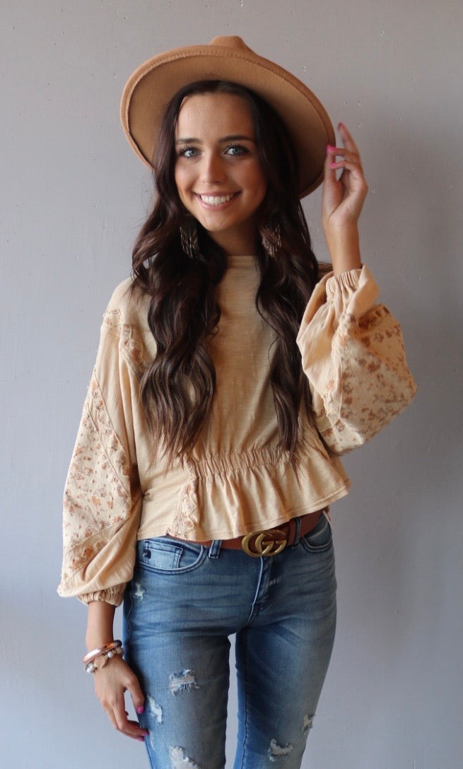 FREE PEOPLE Patchwork THROWBACK MineralWash Print Top