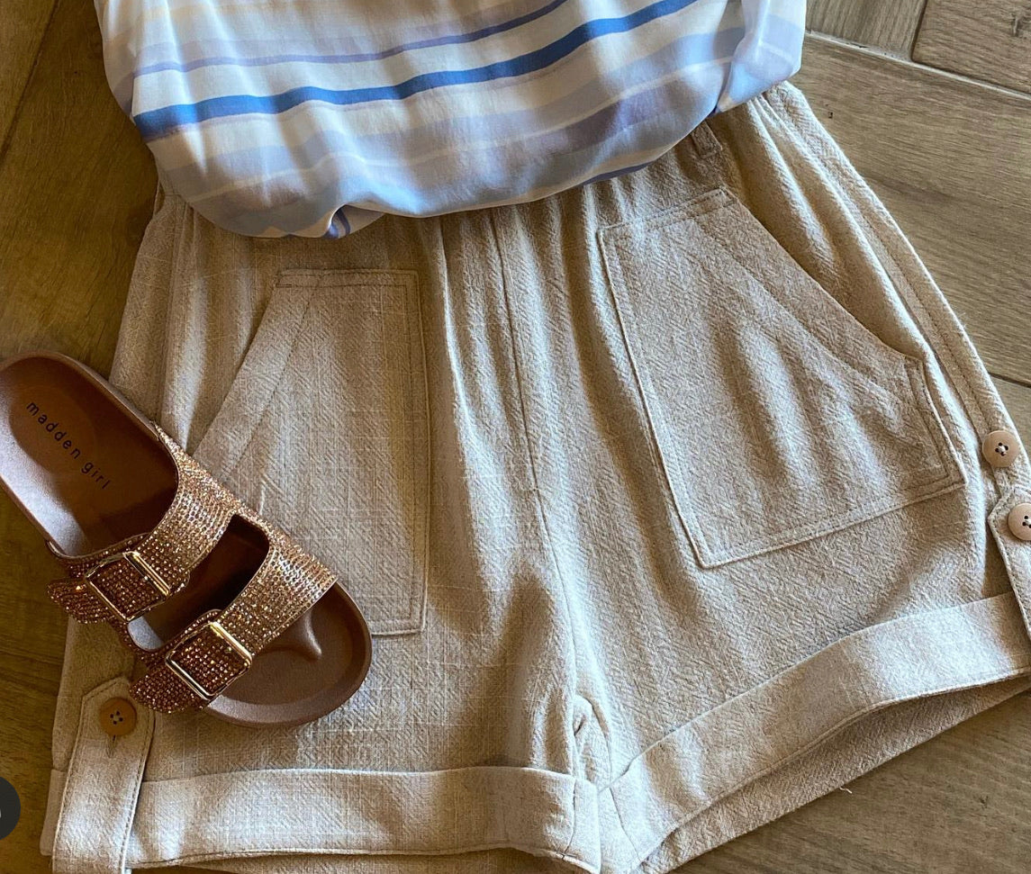 DEAR JOHN Linen KARLIE PaperBag Waist Shorts