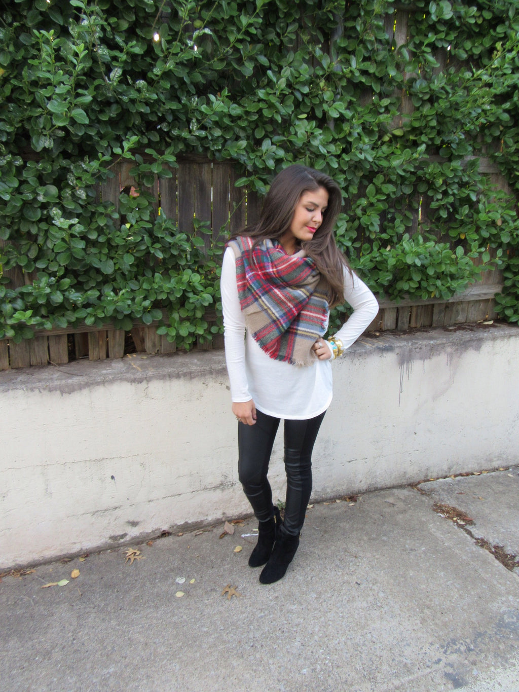 KATE Plaid Blanket Fringe Scarf
