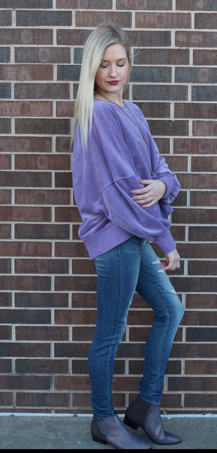 CULLEN Velvet Crossed OpenBack Pullover Top