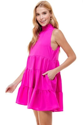 ROYAL HiNeck MutiTier Ruffle Dress