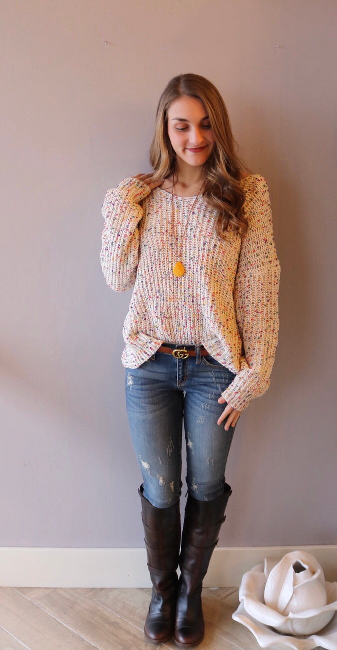 CONFECTION Multi Polka Dot Reversible Twist Sweater Top