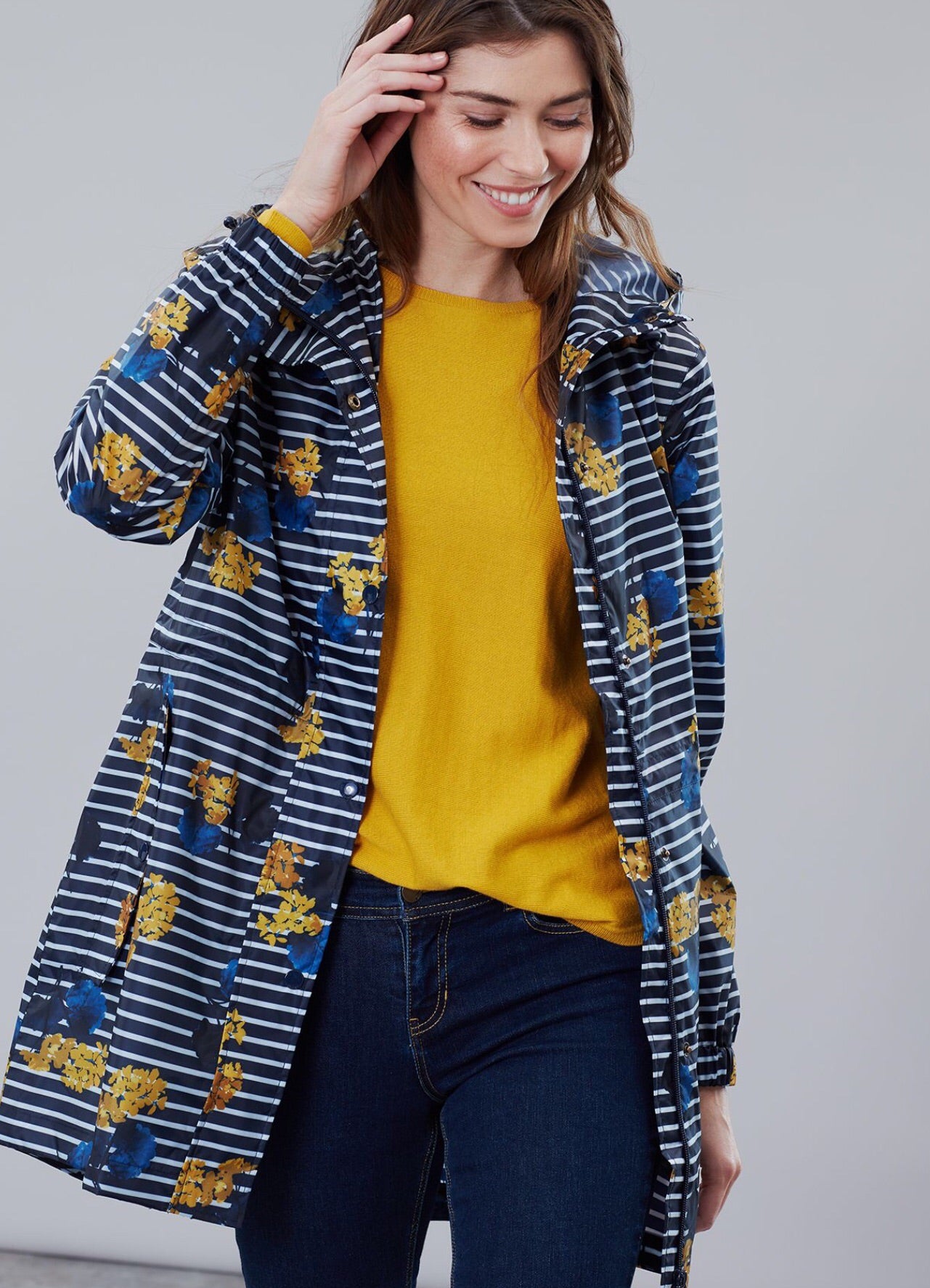 JOULES Striped LILYPAD Pattern GOLIGHTLY Packable Rainjacket