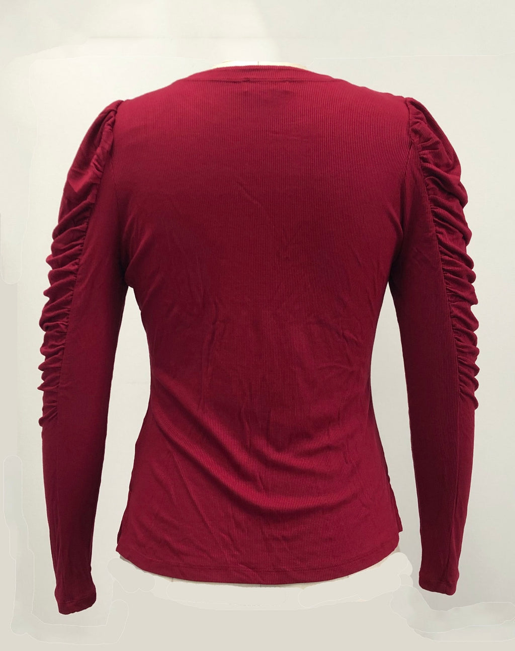 ANOTHER LOVE Ruched Sleeve AMELIA Rib~Knit Top