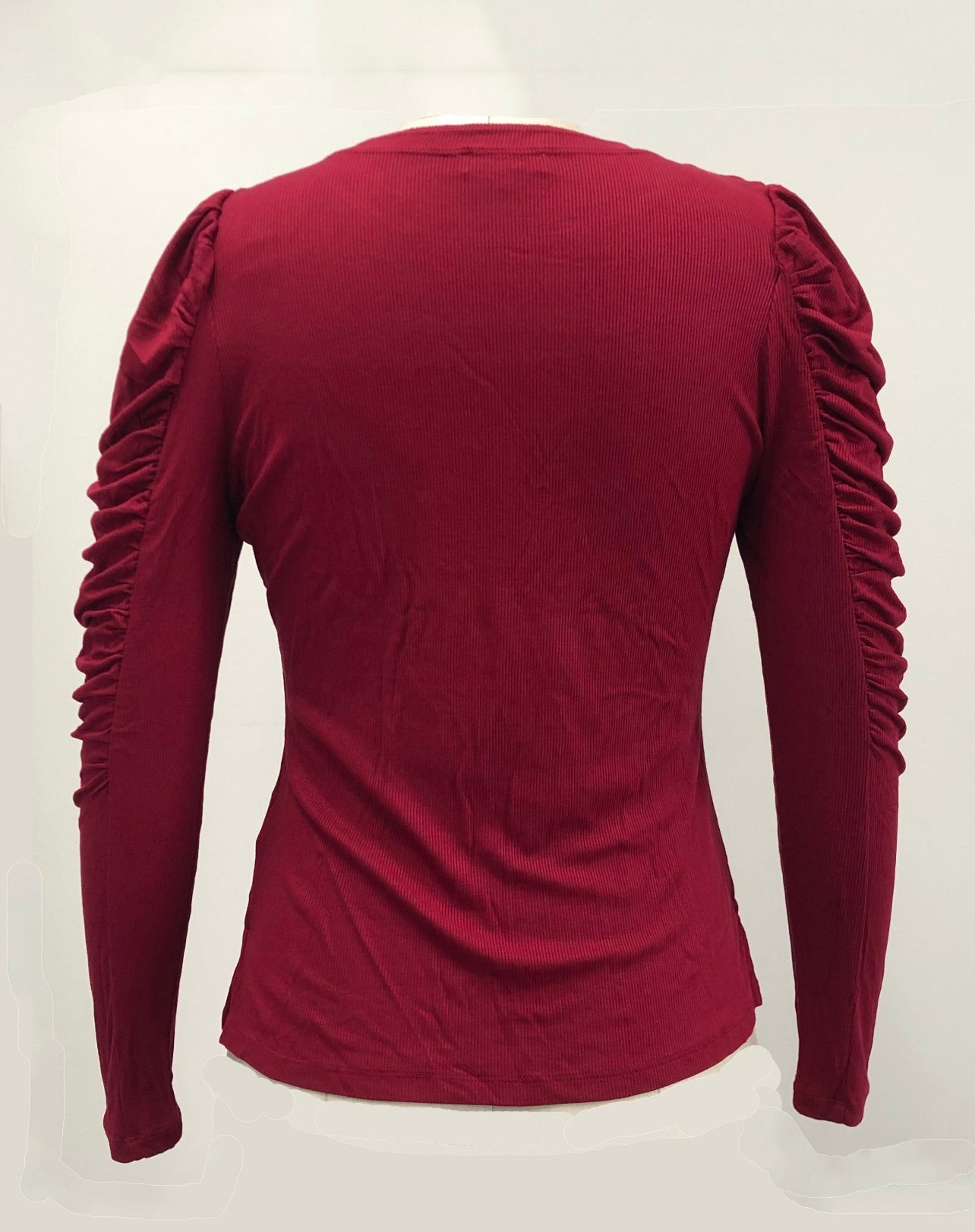 ANOTHER LOVE Ruched Sleeve AMELIA Rib~Knit Top