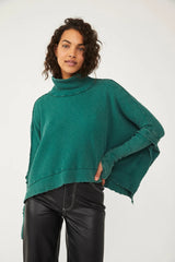 FREE PEOPLE MOON DAISY MOCK NECK RIBBED PULLOVER